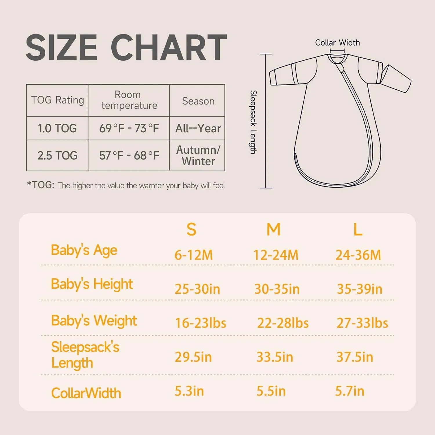 Baby Sleep Sack 24-36 Months - 1.0 TOG Wearable Blanket with Removable Sleeves, Soft Breathable Infant Sleeping Bag for Toddler, Two-Way Zipper for Easy Diaper Change (Fawn)