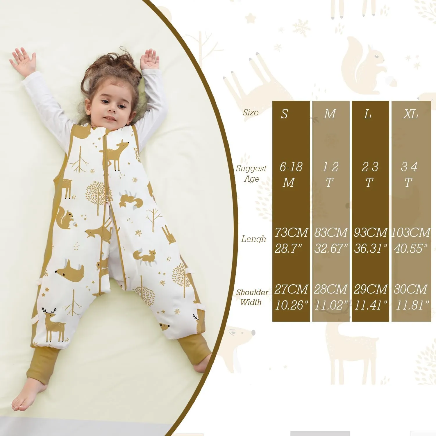 Baby Sleep Sack with Feet 2.5 TOG Wearable Blanket with Legs Sleeveless Toddler Sleeping Sack 2.5 TOG for Autumn Winter