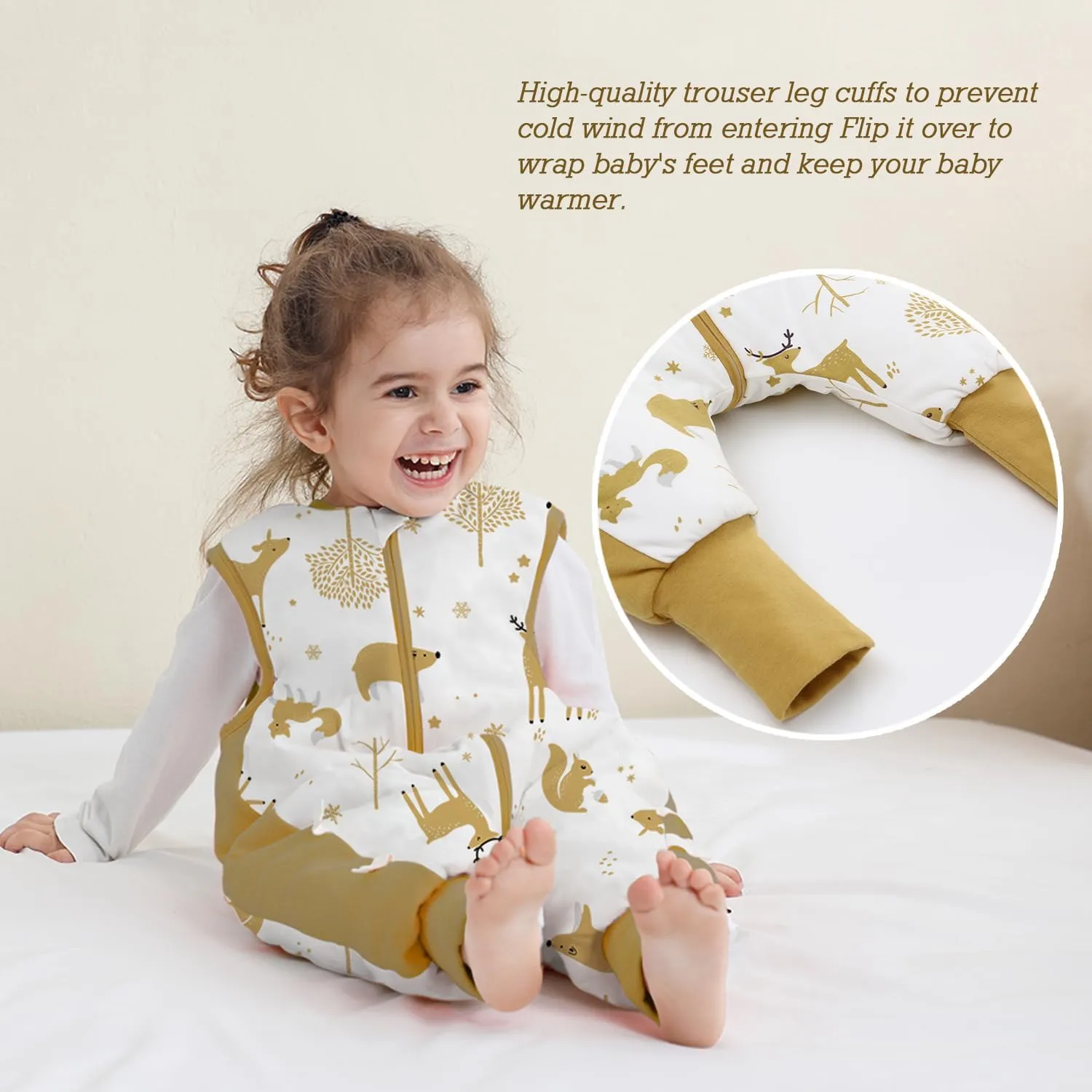 Baby Sleep Sack with Feet 2.5 TOG Wearable Blanket with Legs Sleeveless Toddler Sleeping Sack 2.5 TOG for Autumn Winter