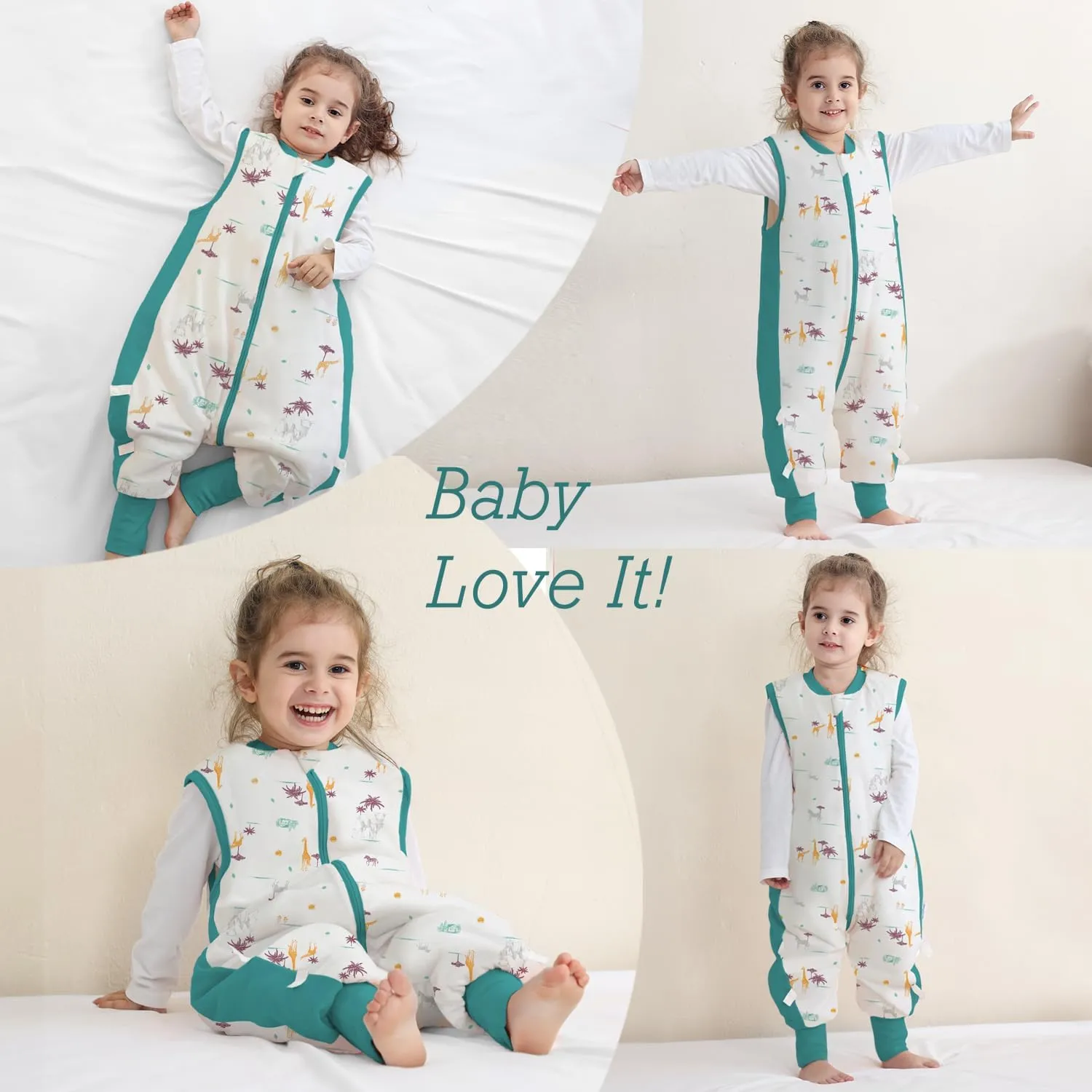 Baby Sleep Sack with Feet 2.5 TOG Wearable Blanket with Legs Sleeveless Toddler Sleeping Sack 2.5 TOG for Autumn Winter