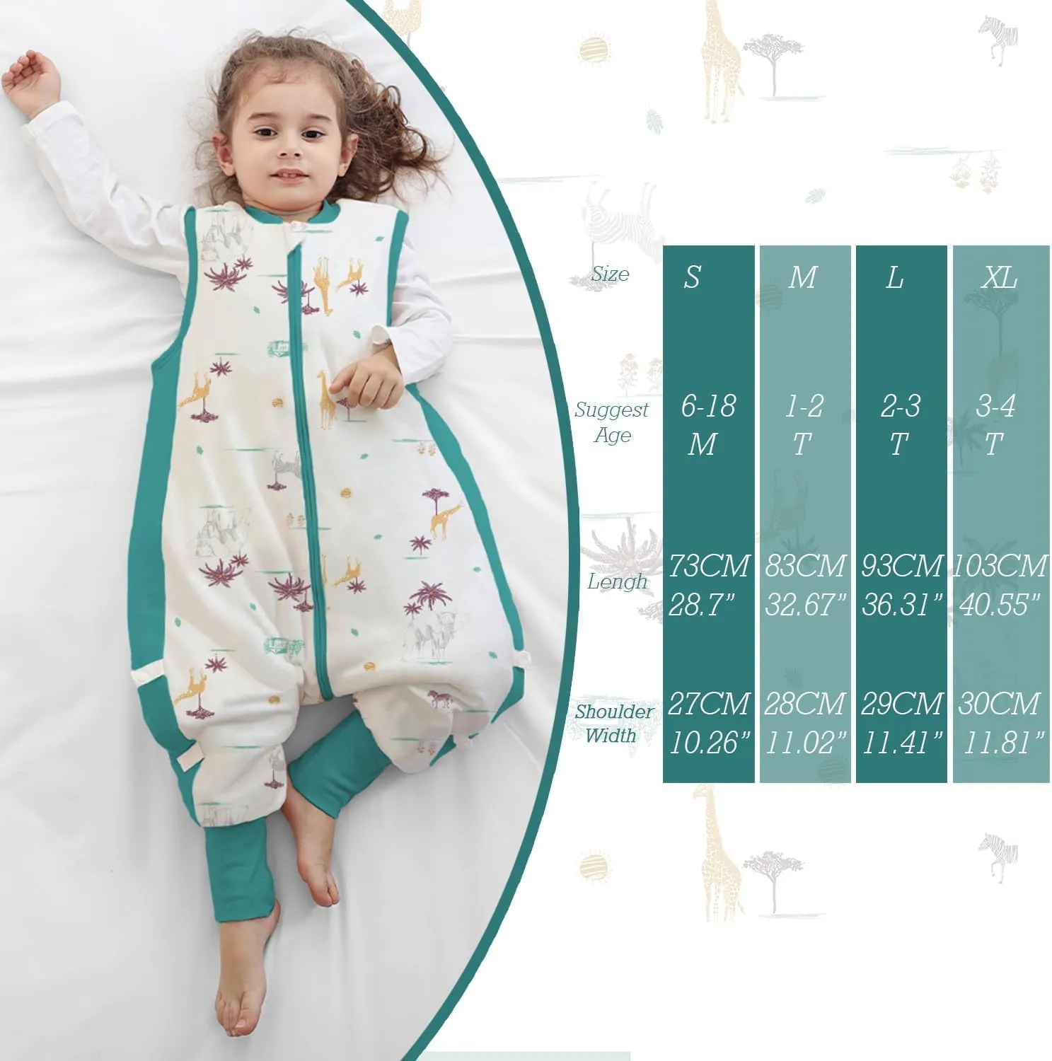 Baby Sleep Sack with Feet 2.5 TOG Wearable Blanket with Legs Sleeveless Toddler Sleeping Sack 2.5 TOG for Autumn Winter