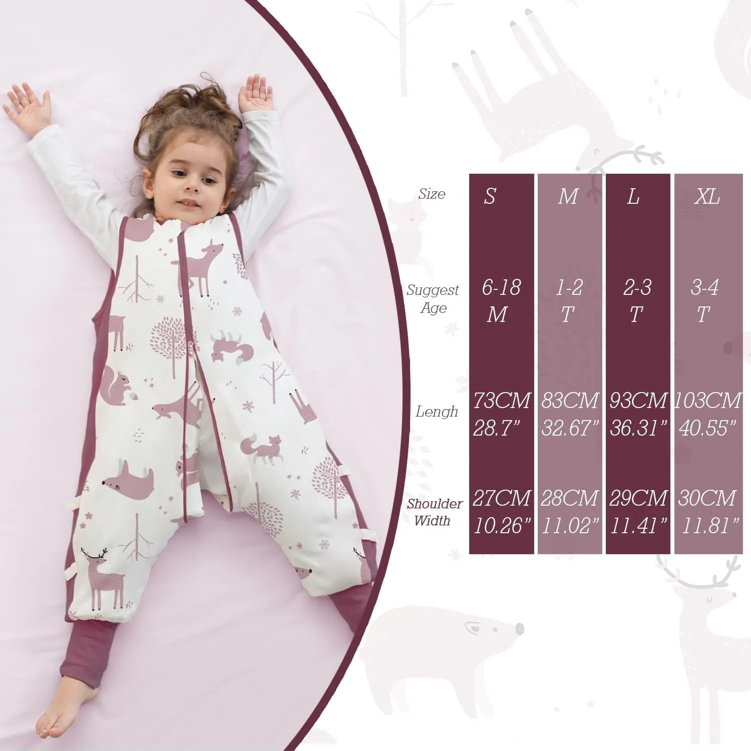 Baby Sleep Sack with Feet 2.5 TOG Wearable Blanket with Legs Sleeveless Toddler Sleeping Sack 2.5 TOG for Autumn Winter