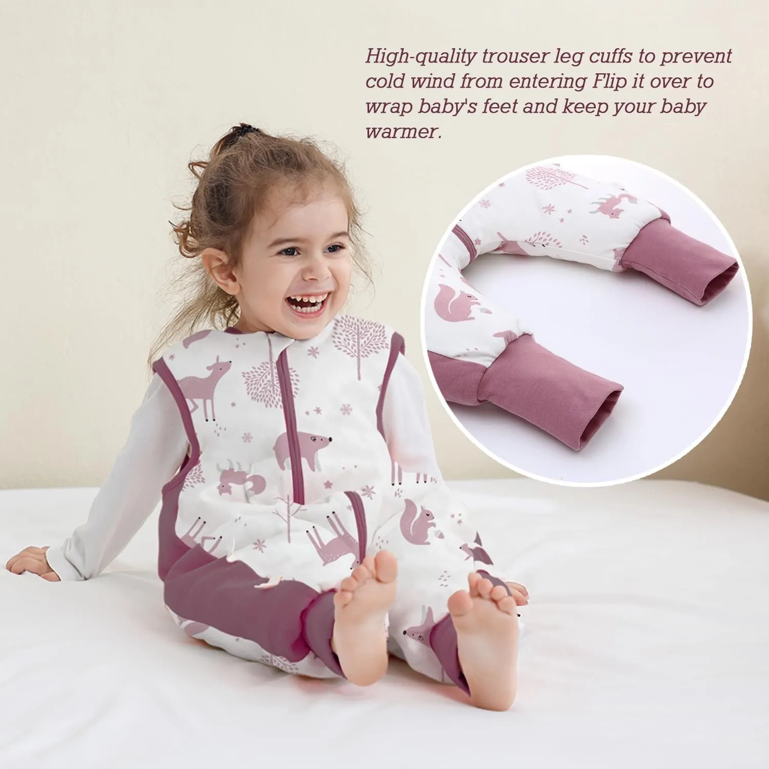 Baby Sleep Sack with Feet 2.5 TOG Wearable Blanket with Legs Sleeveless Toddler Sleeping Sack 2.5 TOG for Autumn Winter