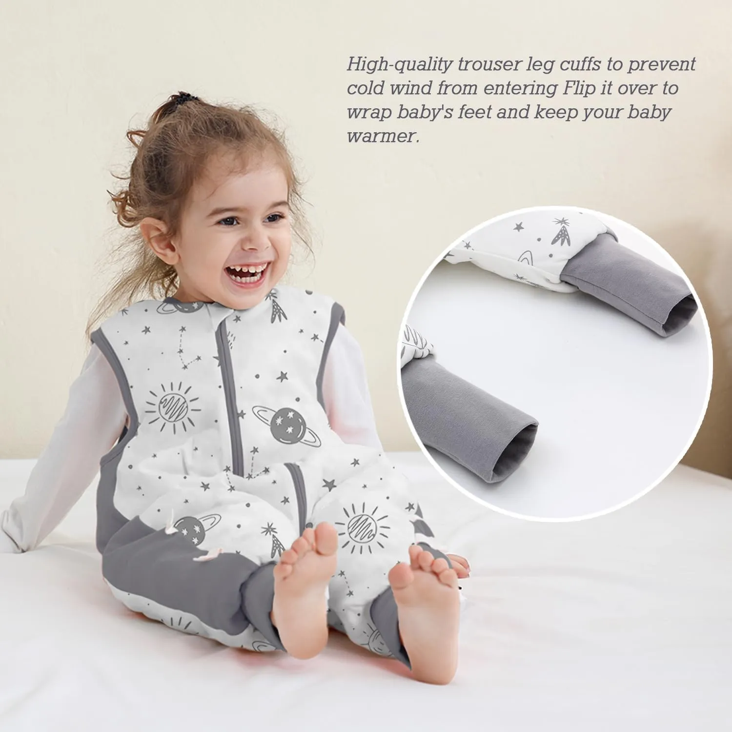 Baby Sleep Sack with Feet 2.5 TOG Wearable Blanket with Legs Sleeveless Toddler Sleeping Sack 2.5 TOG for Autumn Winter