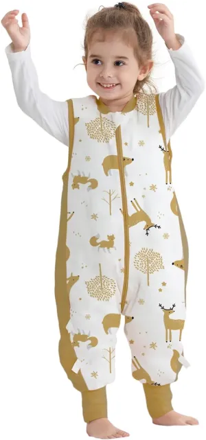 Baby Sleep Sack with Feet 2.5 TOG Wearable Blanket with Legs Sleeveless Toddler Sleeping Sack 2.5 TOG for Autumn Winter