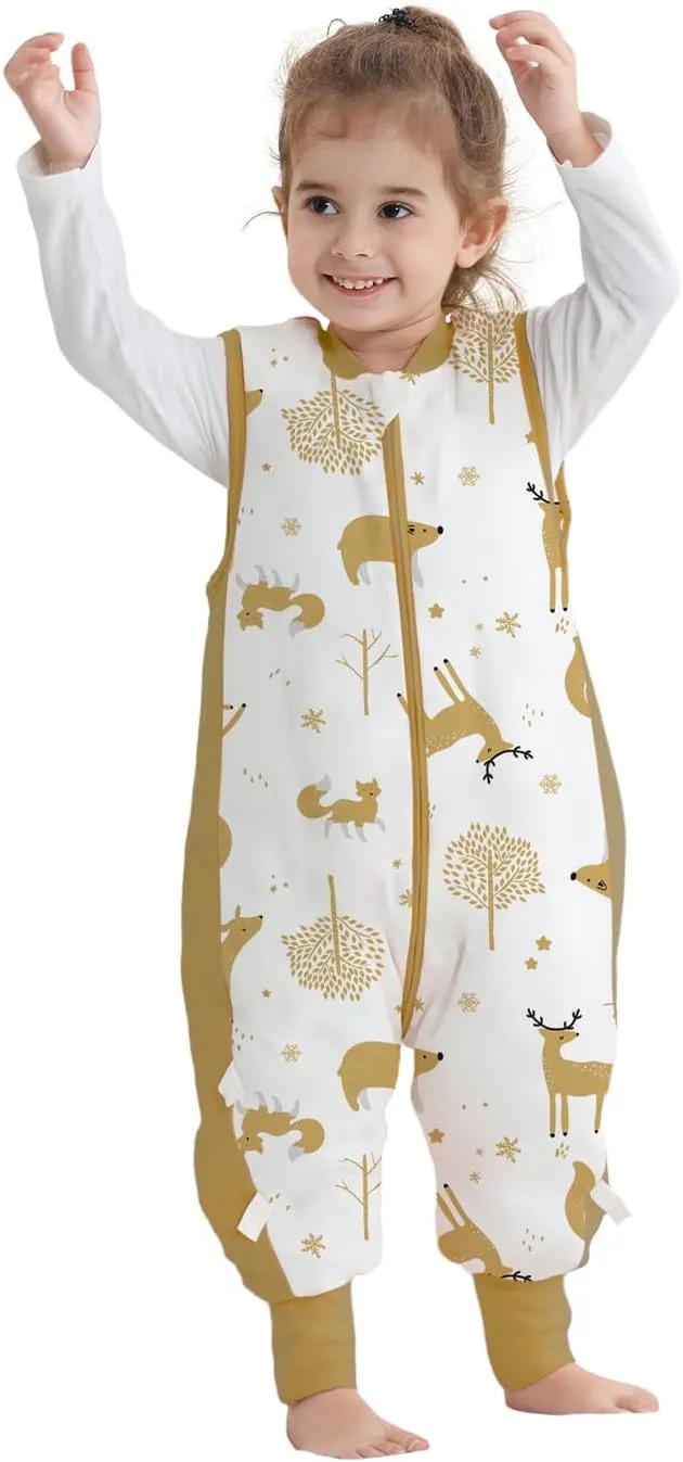 Baby Sleep Sack with Feet 2.5 TOG Wearable Blanket with Legs Sleeveless Toddler Sleeping Sack 2.5 TOG for Autumn Winter