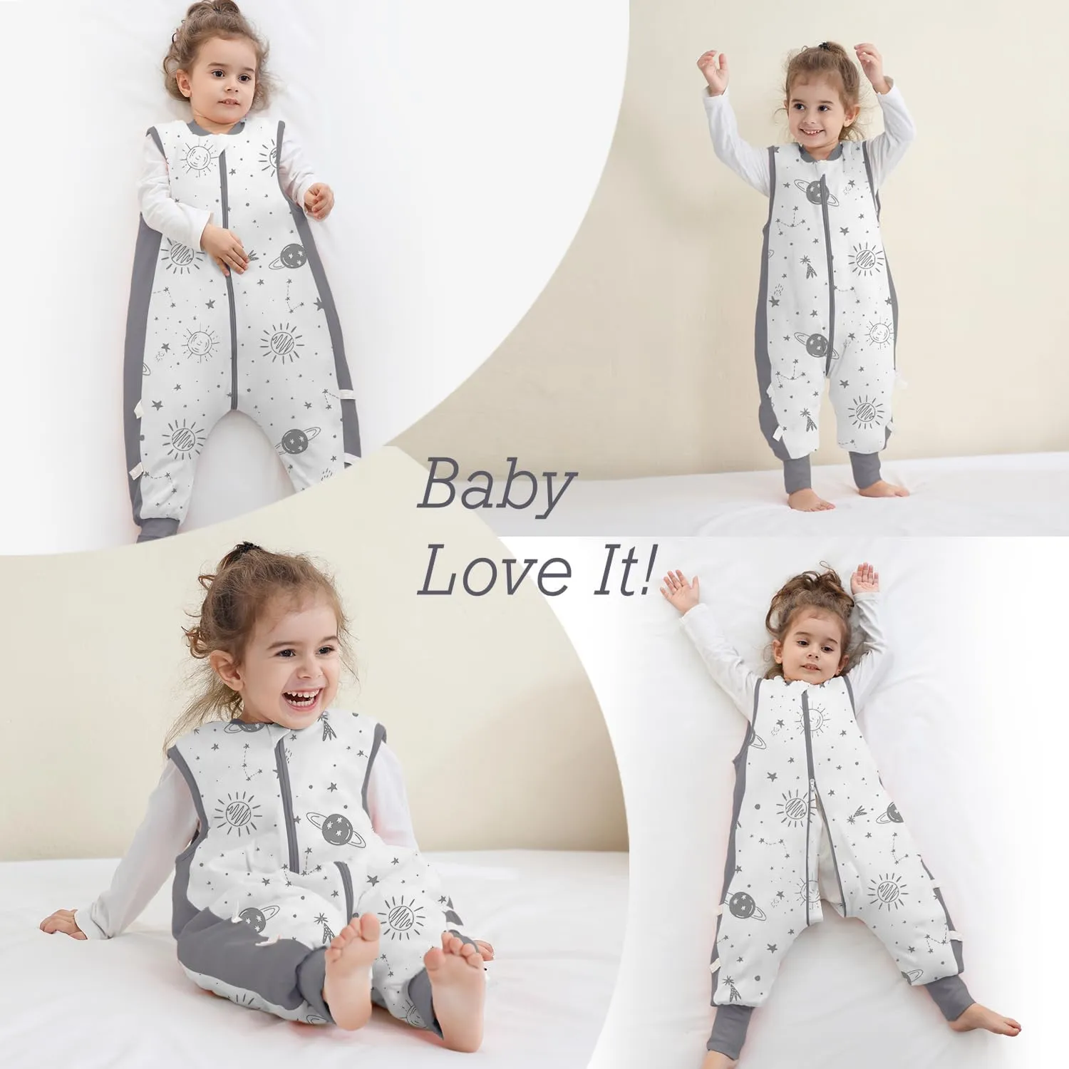 Baby Sleep Sack with Feet 2.5 TOG Wearable Blanket with Legs Sleeveless Toddler Sleeping Sack 2.5 TOG for Autumn Winter