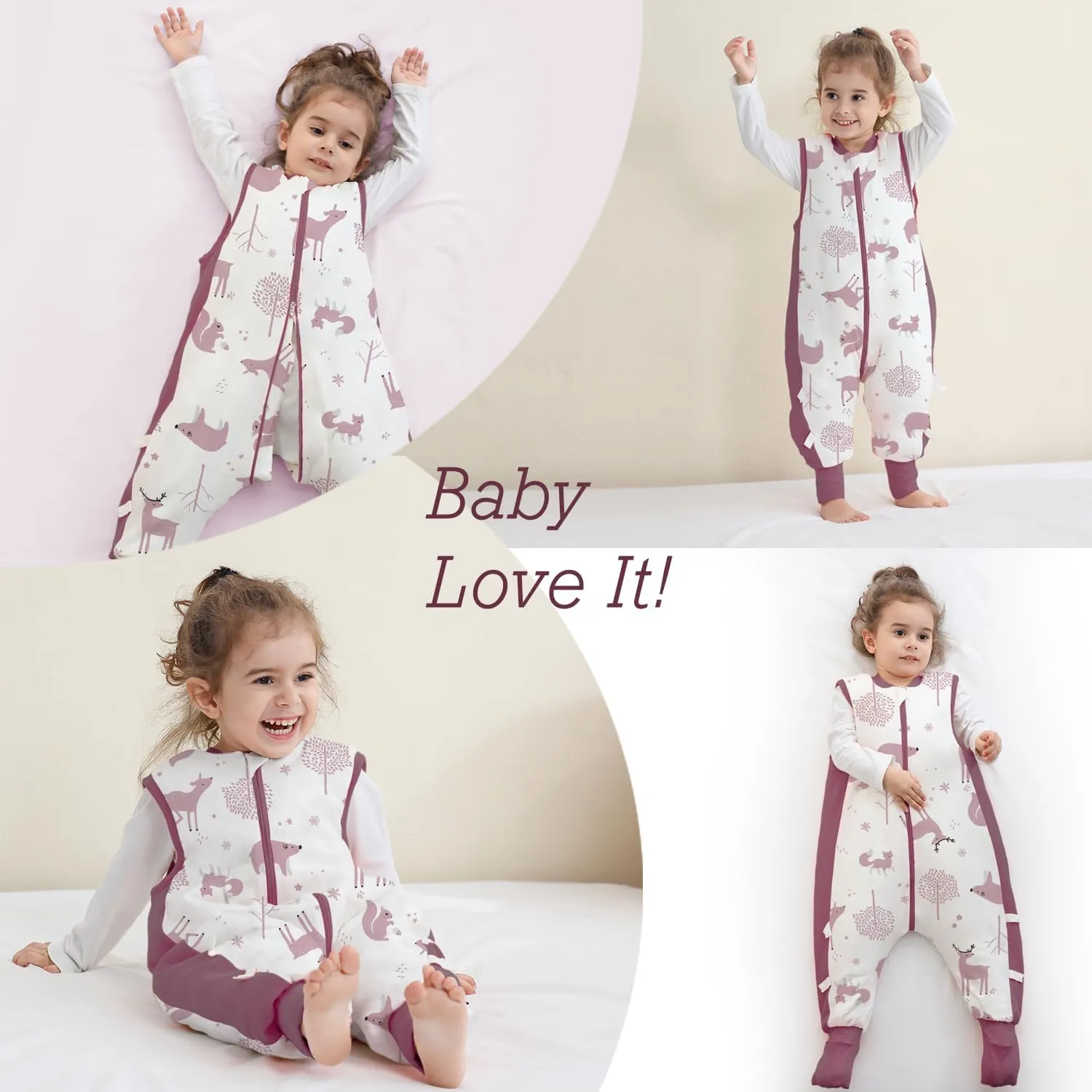 Baby Sleep Sack with Feet 2.5 TOG Wearable Blanket with Legs Sleeveless Toddler Sleeping Sack 2.5 TOG for Autumn Winter