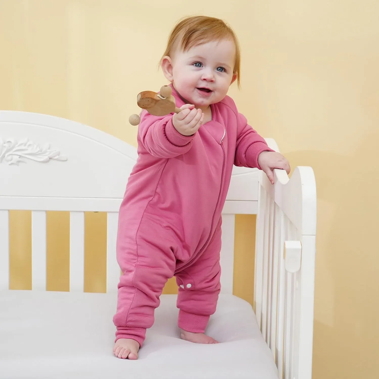 Baby Sleep Sack with Feet, Long Sleeve 1.0 TOG Baby Sleeping Bag with Legs, 2-Way Zipper Wearable Blanket for Walkers, Lilac