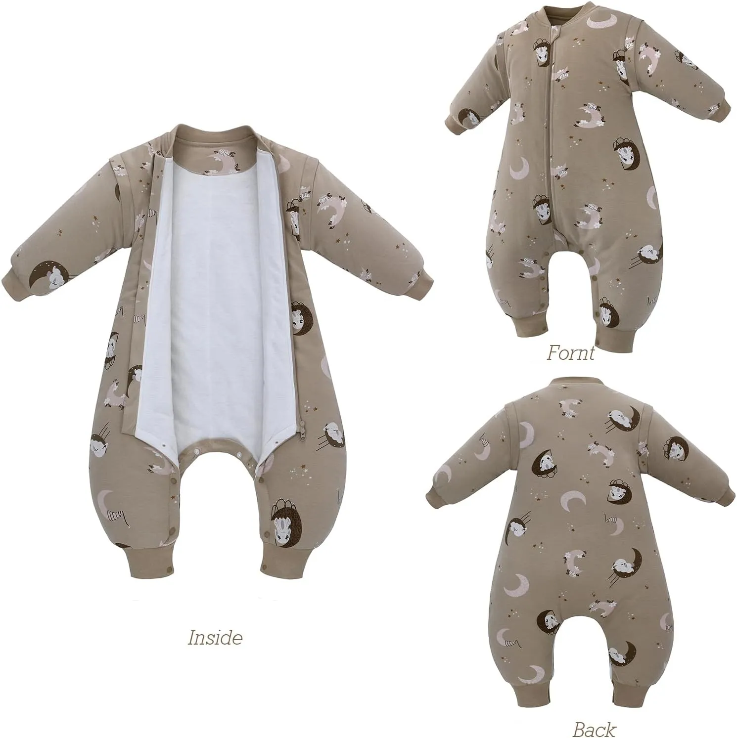 Baby Sleep Sack with Feet Winter Removable Sleeves Wearable Blanket with Legs Toddler Sleeping Bag 2.5 TOG (Bunny Moon, XS)