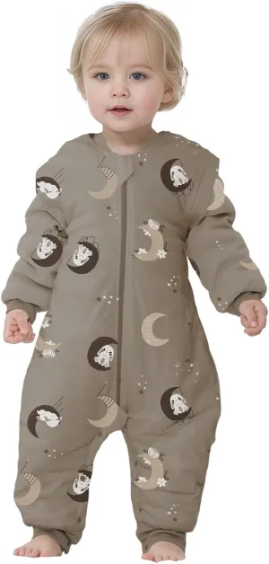 Baby Sleep Sack with Feet Winter Removable Sleeves Wearable Blanket with Legs Toddler Sleeping Bag 2.5 TOG (Bunny Moon, XS)