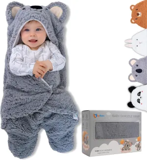 Baby Swaddle Blanket Koala 0-6 Months Cute Organic Ultra Soft Plush Stuff Must Have Infants Girls Boys Clothes Gender Neutral Essentials, Registry Gift Swaddling Wrap Shower