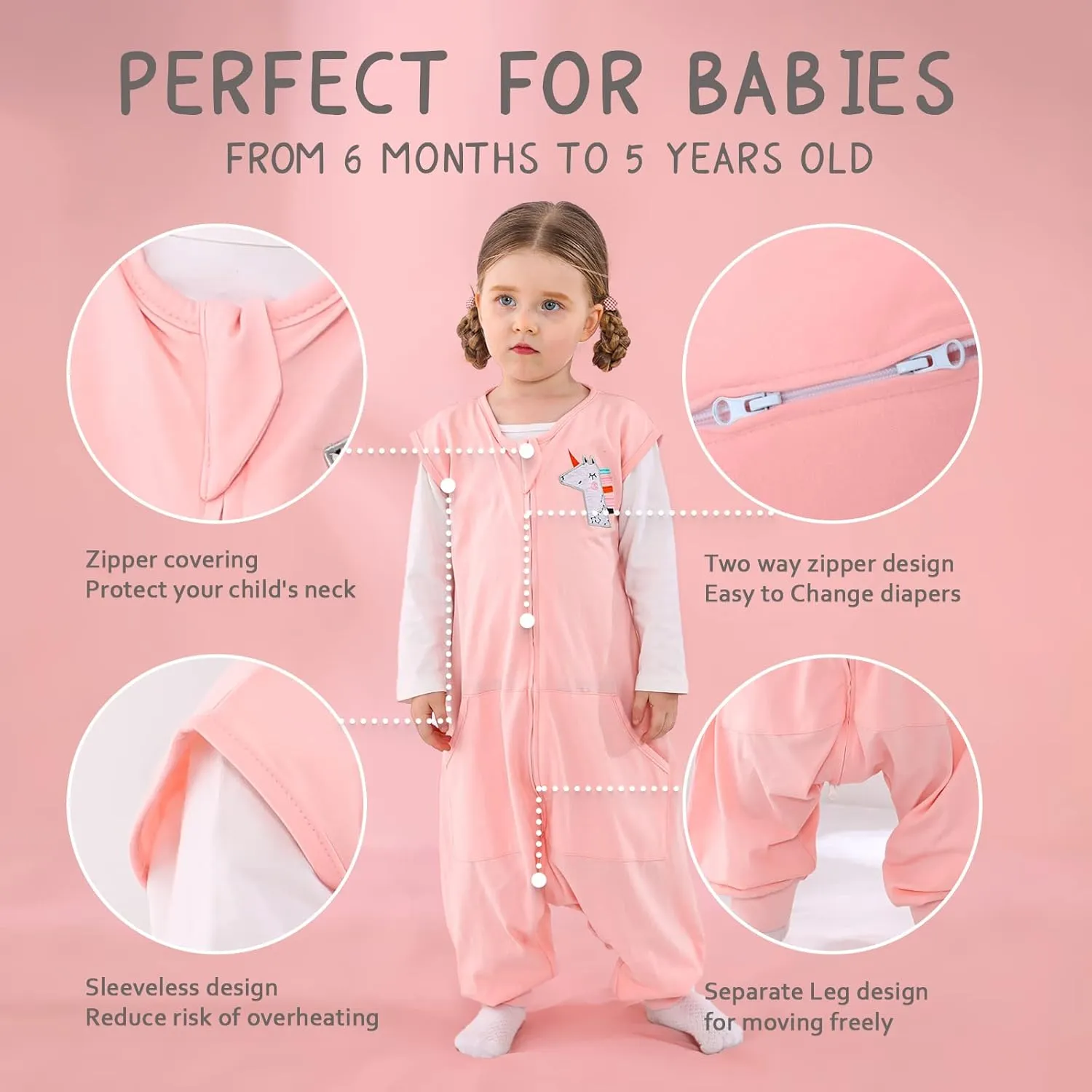 Baby Toddler Sleep Sack, Sleep Sack 3t-5t, Sleep Sack Baby Wearable Blanket, Baby Sleep Sacks with Feet, Sleeveless Soft Sleep Sacks for Baby Boys or Girls