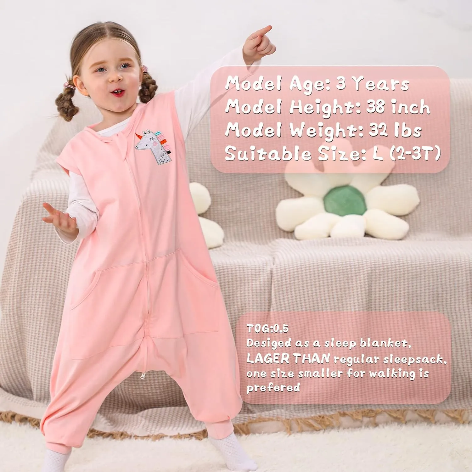 Baby Toddler Sleep Sack, Sleep Sack 3t-5t, Sleep Sack Baby Wearable Blanket, Baby Sleep Sacks with Feet, Sleeveless Soft Sleep Sacks for Baby Boys or Girls