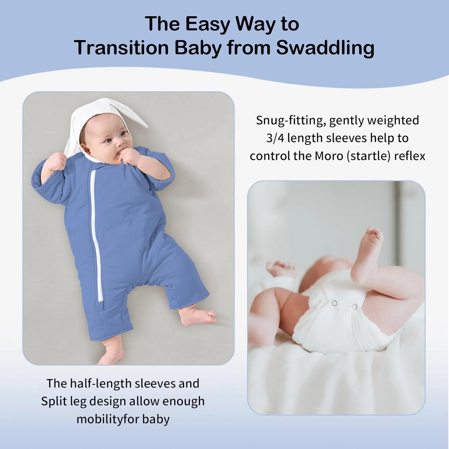 Baby Transition Sleep Sack 3-6 Months 100% Cotton Warm Thick Transition Swaddles for Newborns Infant Long Sleeve Sleep Sack with Feet Baby Wearable Blanket 2-Way Zipper Easy Diaper Changes