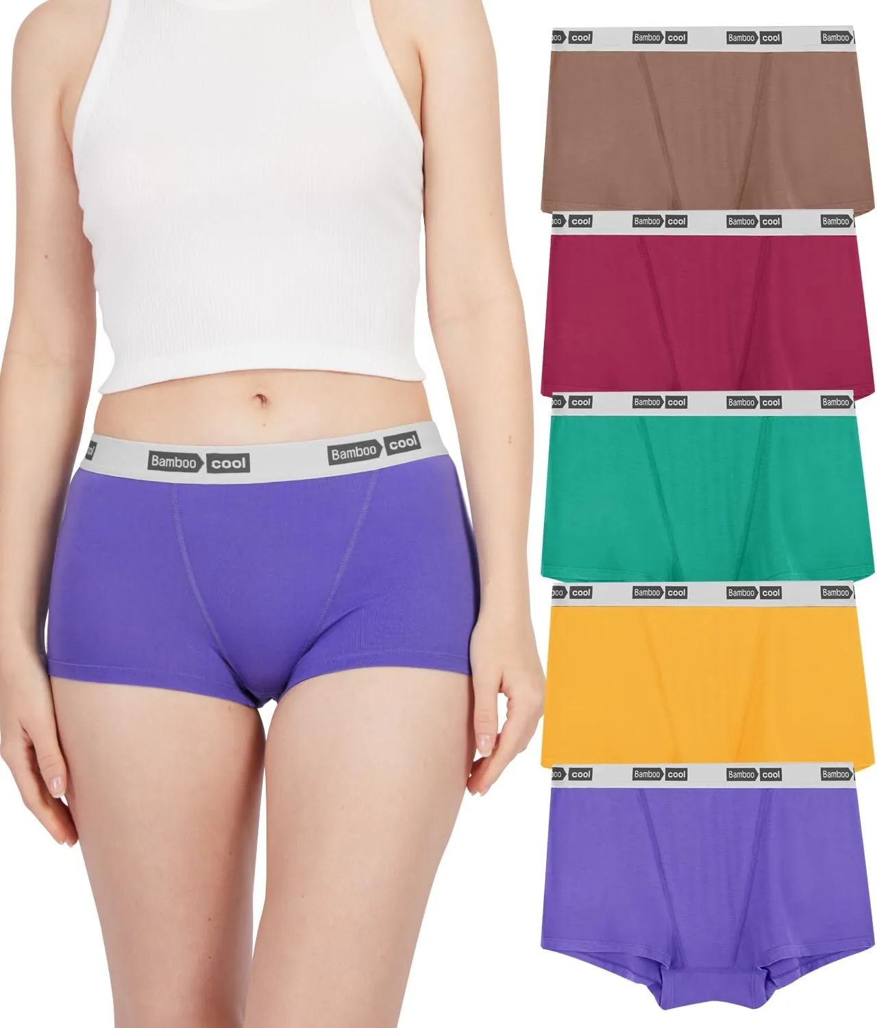 BAMBOO COOL Womens Bamboo Boxer Briefs Underwear Soft Stretch Boy Shorts Panties for Women