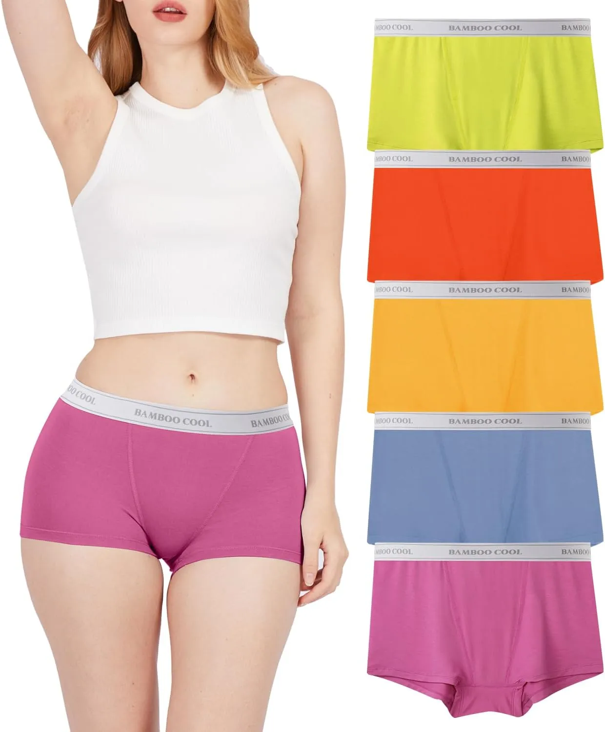 BAMBOO COOL Womens Bamboo Boxer Briefs Underwear Soft Stretch Boy Shorts Panties for Women