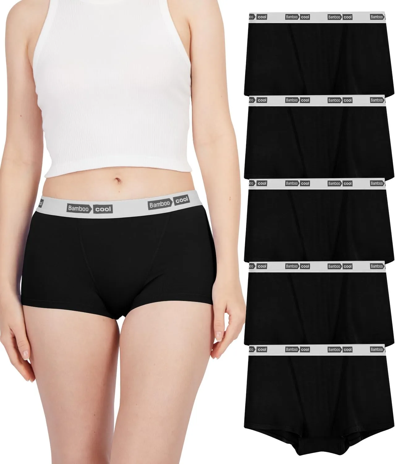 BAMBOO COOL Womens Bamboo Boxer Briefs Underwear Soft Stretch Boy Shorts Panties for Women