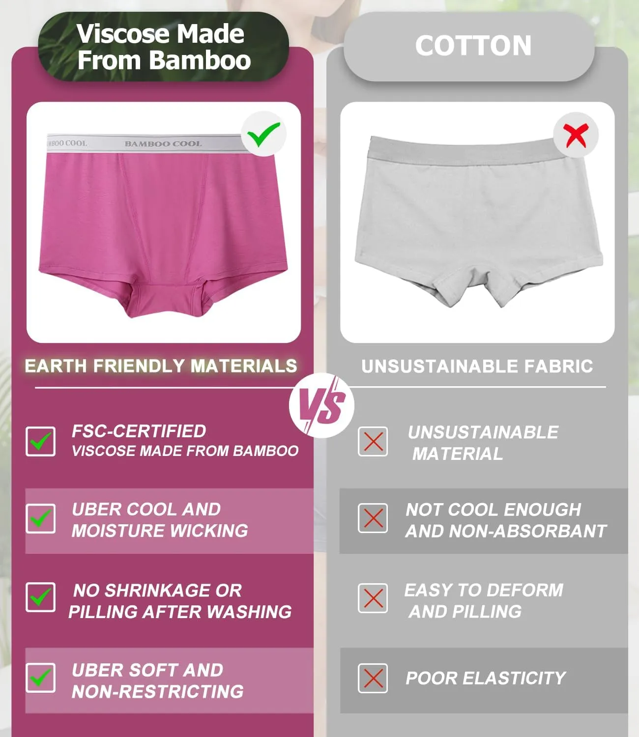 BAMBOO COOL Womens Bamboo Boxer Briefs Underwear Soft Stretch Boy Shorts Panties for Women