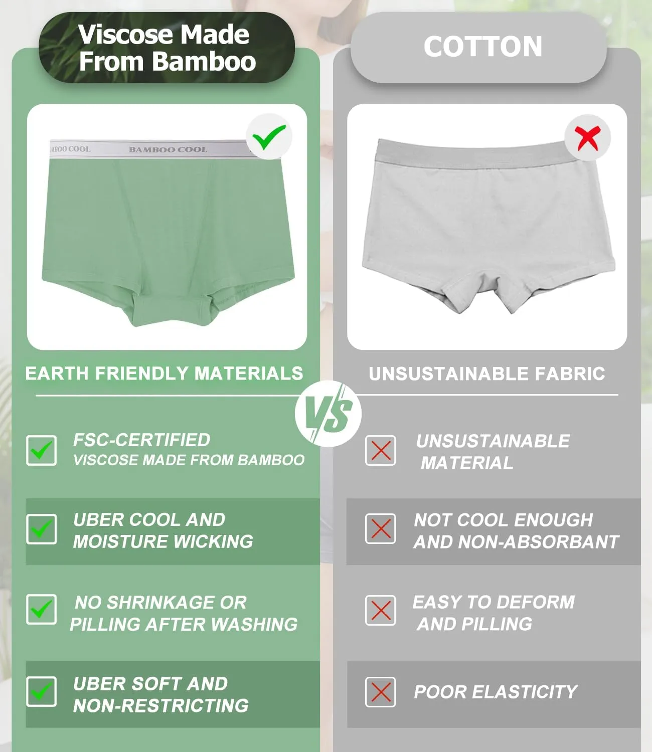BAMBOO COOL Womens Bamboo Boxer Briefs Underwear Soft Stretch Boy Shorts Panties for Women