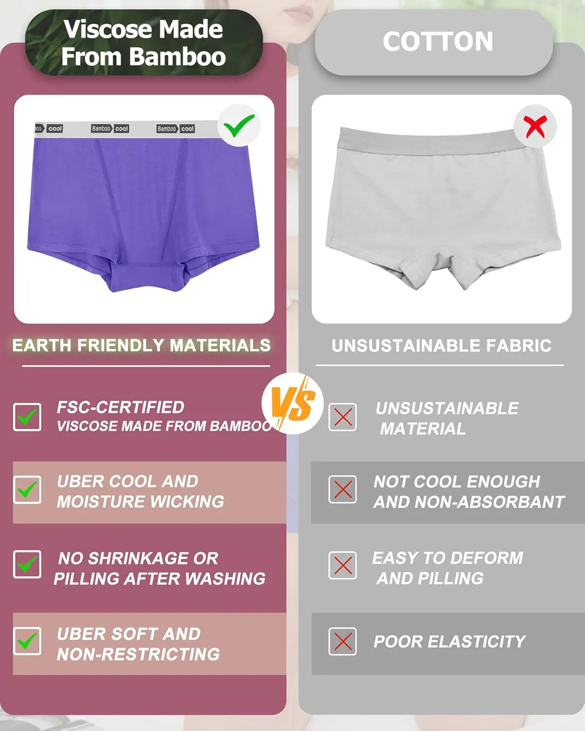 BAMBOO COOL Womens Bamboo Boxer Briefs Underwear Soft Stretch Boy Shorts Panties for Women