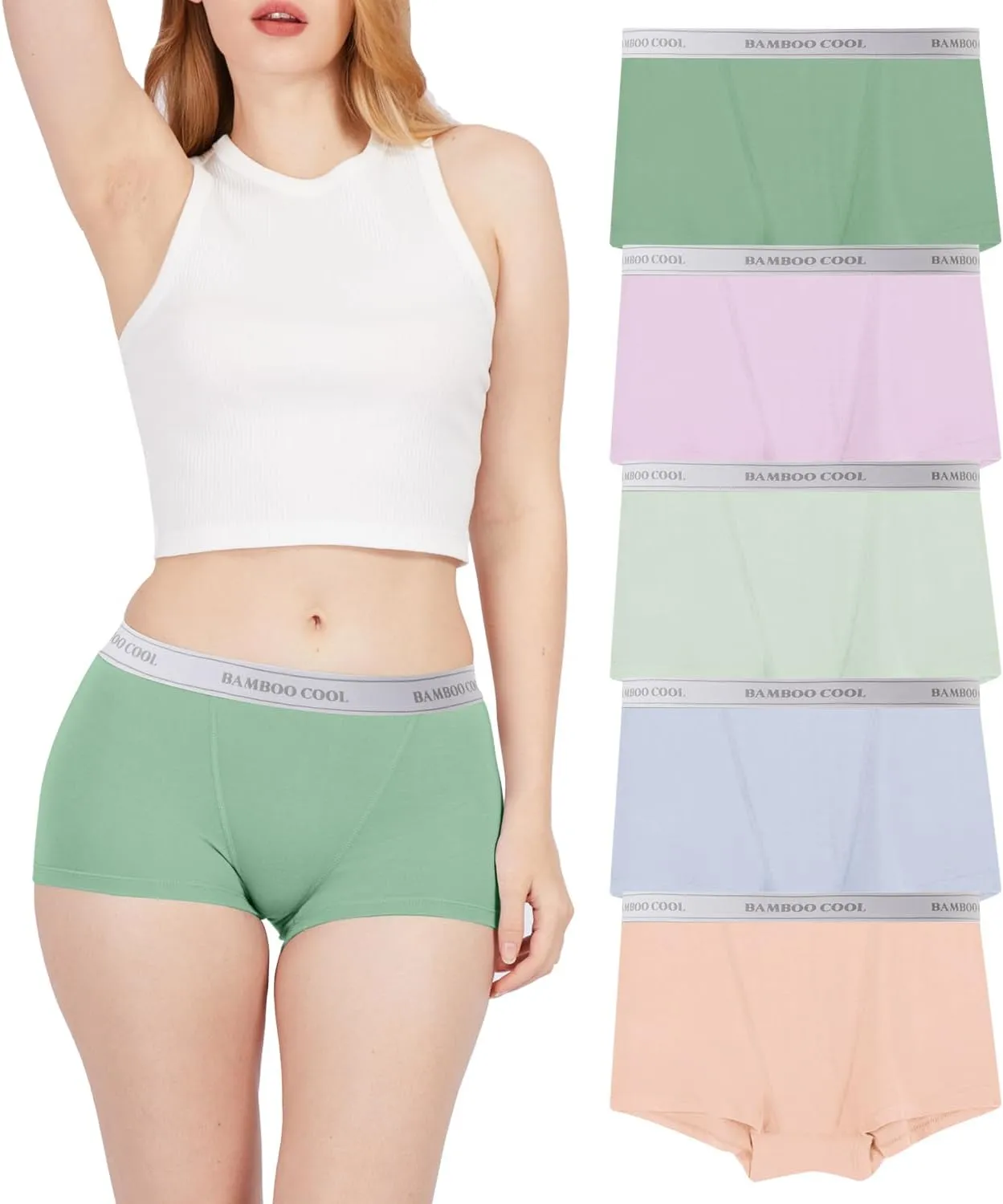 BAMBOO COOL Womens Bamboo Boxer Briefs Underwear Soft Stretch Boy Shorts Panties for Women