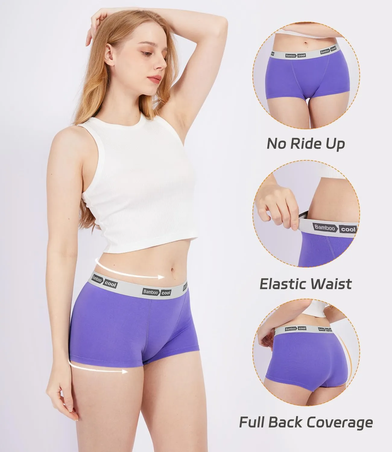 BAMBOO COOL Womens Bamboo Boxer Briefs Underwear Soft Stretch Boy Shorts Panties for Women