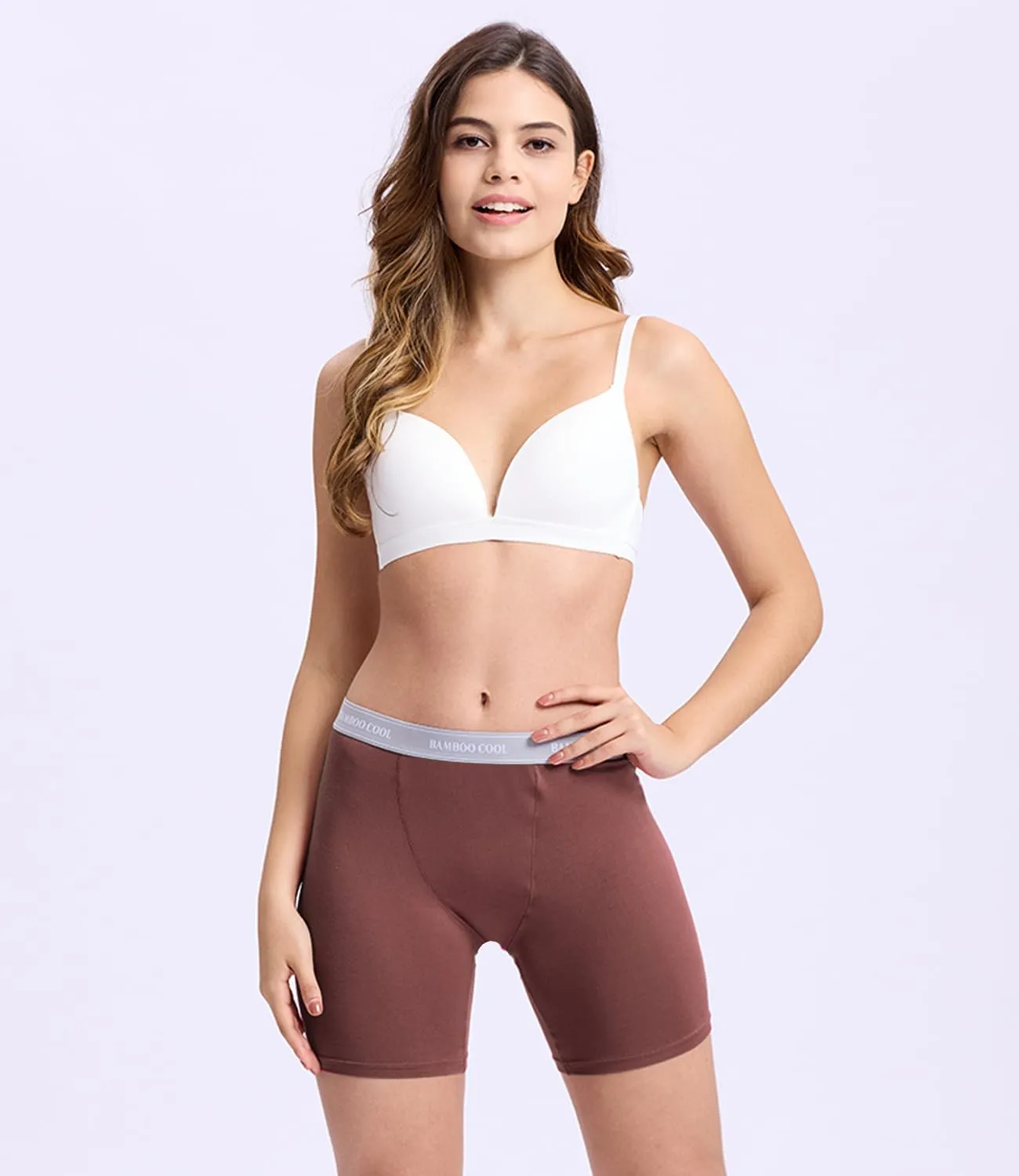 BAMBOO COOL Womens Boxer Briefs Boy Shorts Underwear Soft Stretch Panties for Women, 5-Pack