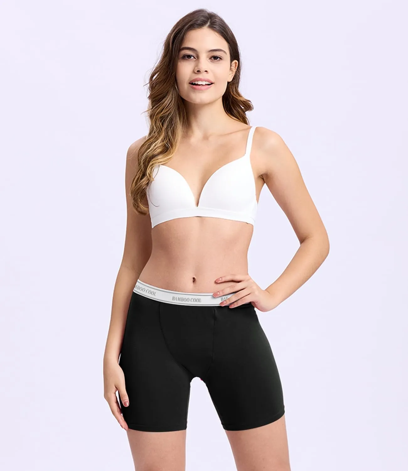 BAMBOO COOL Womens Boxer Briefs Boy Shorts Underwear Soft Stretch Panties for Women, 5-Pack