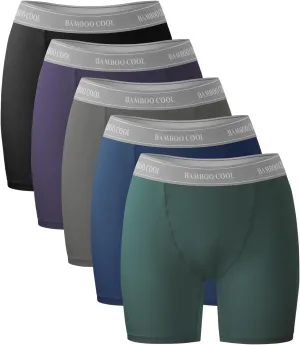 BAMBOO COOL Womens Boxer Briefs Boy Shorts Underwear Soft Stretch Panties for Women, 5-Pack
