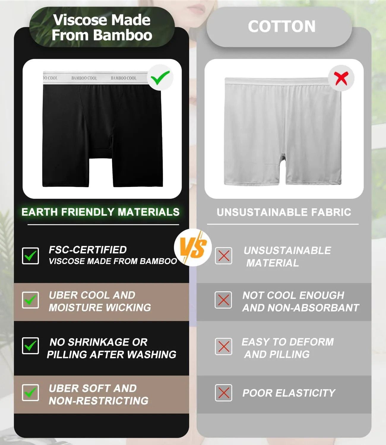BAMBOO COOL Womens Boxer Briefs Boy Shorts Underwear Soft Stretch Panties for Women, 5-Pack