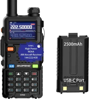 BAOFENG 5RM Ham Radio 10W Handheld (Upgraded of UV-5R) Walkie Talkies Long Range NOAA Weather Receiver Two Way Radio UV5R for Adults Camping Hunting Hiking, Frequency Copy, USB C Charger, 999CH