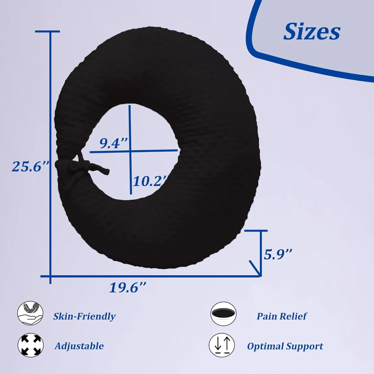 BBL Pillow After Surgery for Butt Sleeping, Brazilian Butt Lift Pillow Post Surgery Recovery for Sitting Sleeping Driving Donut Pillow for Woman Lumbar Back Cushion Seat Foam (Black Dot)