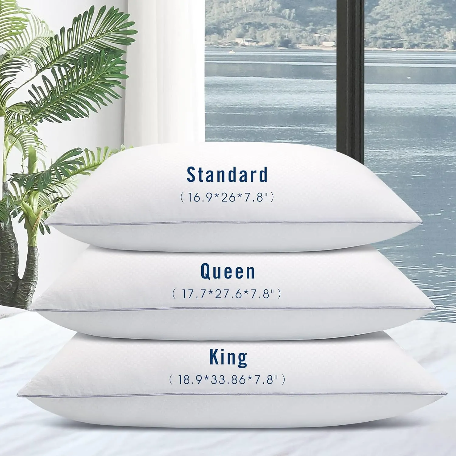 Bed Pillows for Sleeping 2 Pack, Queen Size Pillows Set of 2,Down Alternative Filling, Pillow for Back, Stomach or Side Sleepers Grey