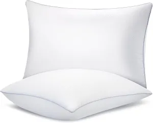 Bed Pillows for Sleeping 2 Pack, Queen Size Pillows Set of 2,Down Alternative Filling, Pillow for Back, Stomach or Side Sleepers Grey
