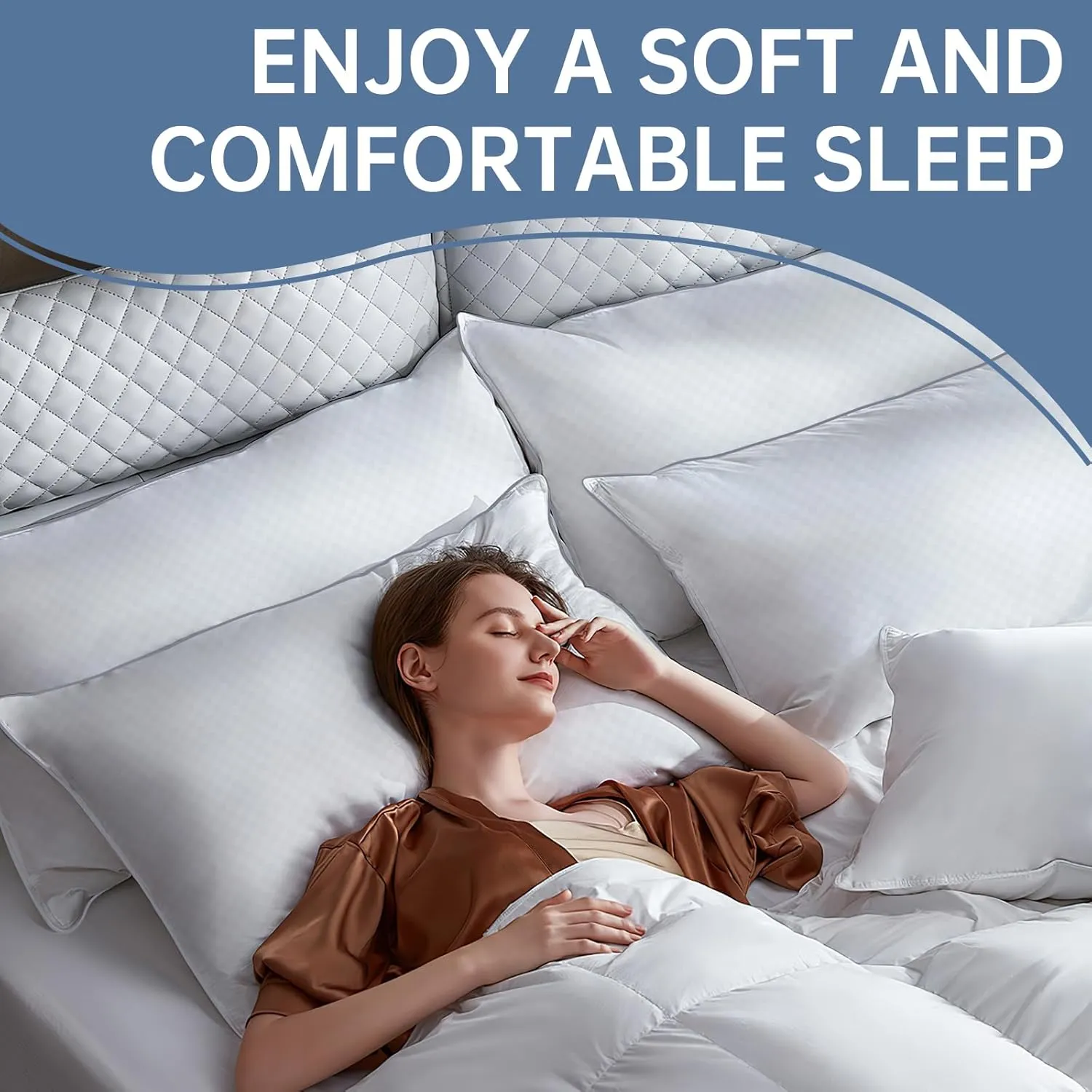 Bed Pillows for Sleeping Standard Size Set of 4,Down Alternative Filling,Pillows for Back, Stomach or Side Sleepers