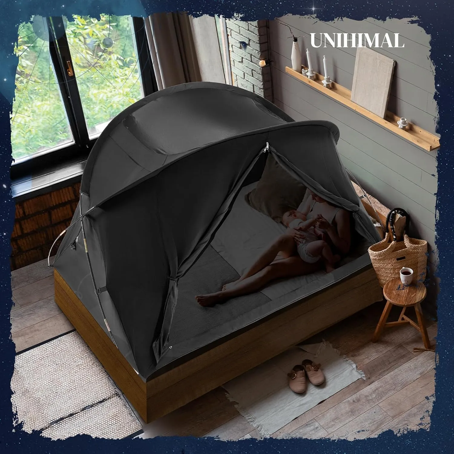 Bed Tent Canopy Full, Blackout Portable Sleep Tent Easy Setup, Breathable Mesh, Privacy Curtains for Adults, Ideal for Indoor