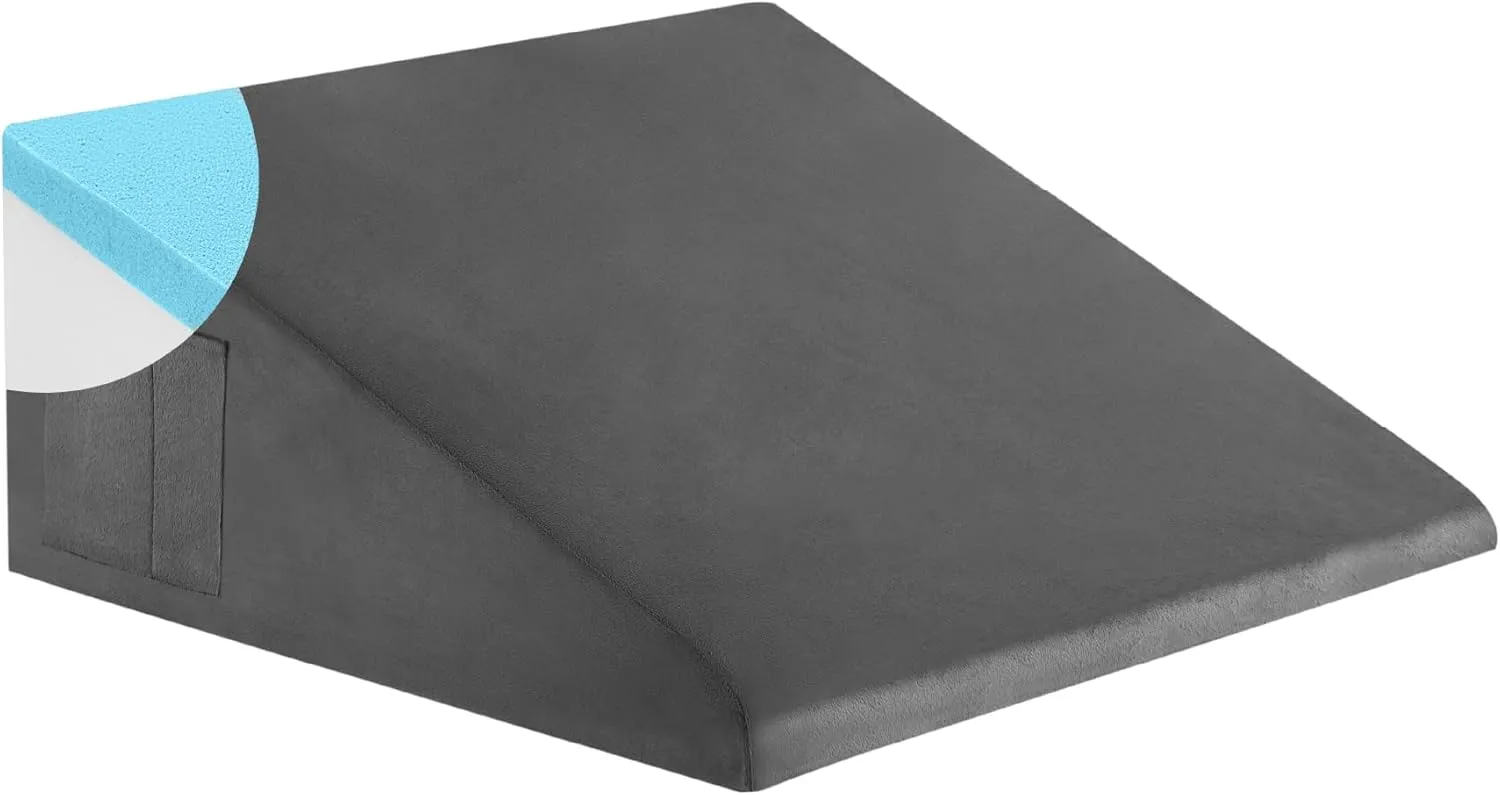 Bed Wedge Pillow for Sleeping, 8 Inch Memory Foam Wedge Pillow Post Surgery, Triangle Pillows Wedge, Elevated Support Pillows for Sleeping, Acid Reflux & Snoring - Removable Washable Cover