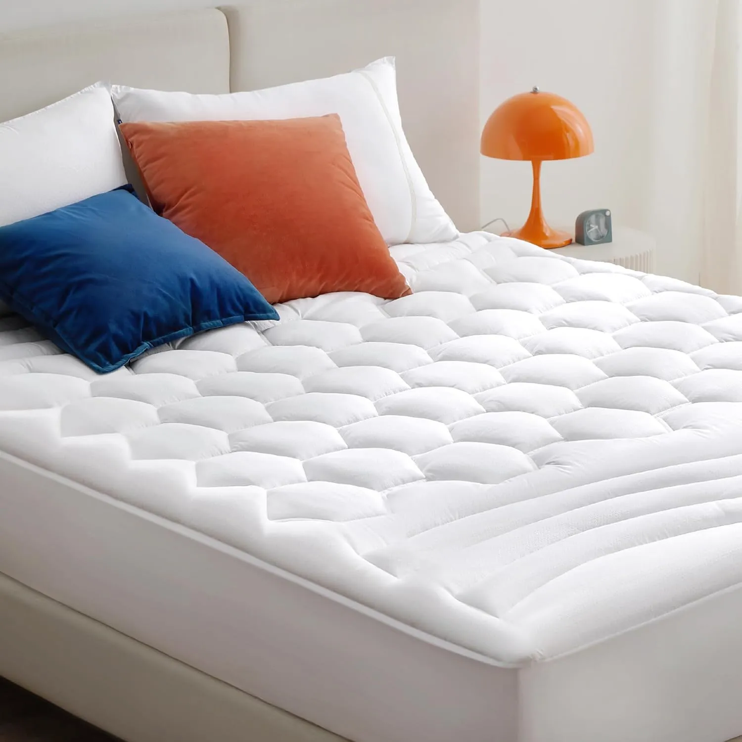 Bedsure Full Size Mattress Pad - Quilted Fitted Mattress Topper Protector with 8-21 Inches Deep Pocket, Noiseless Breathable Bed Cover Padded, Machine Washable, White, 54x75 Inches