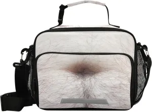 Beer Belly Funny Lunch Bag for Women Men Hairy Stomach Insulated Cooler Tote Bag with Adjustable Shoulder Strap Large Capacity Reusable Leakproof Picnic Lunch Box Outdoor for Adult Office