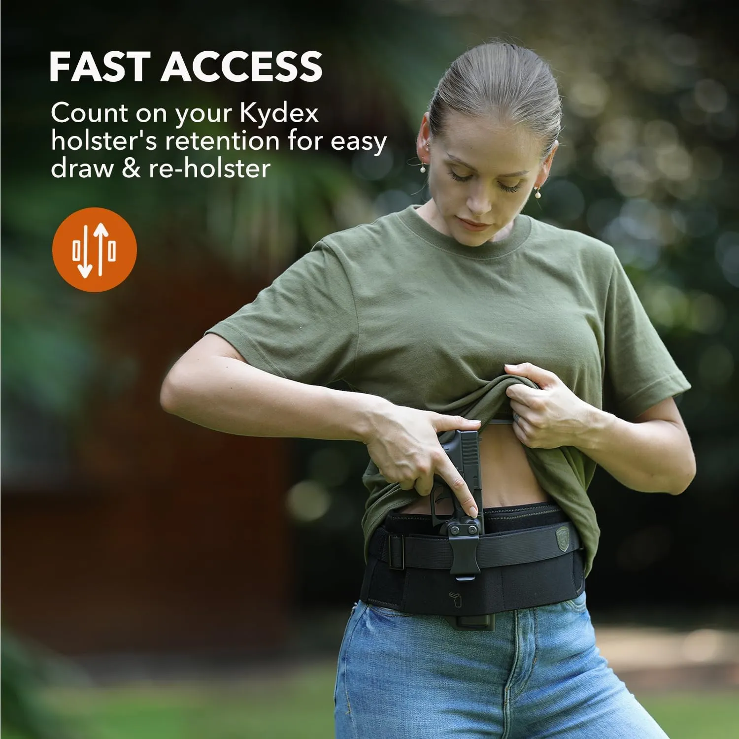 Belly Band Holster for Women & Men Concealed Carry Gun Holsters Tactical Pistol Belt Compatible with Any Kydex Holster for Running, Hiking, Jogging & EDC (Kydex Holster not Included)