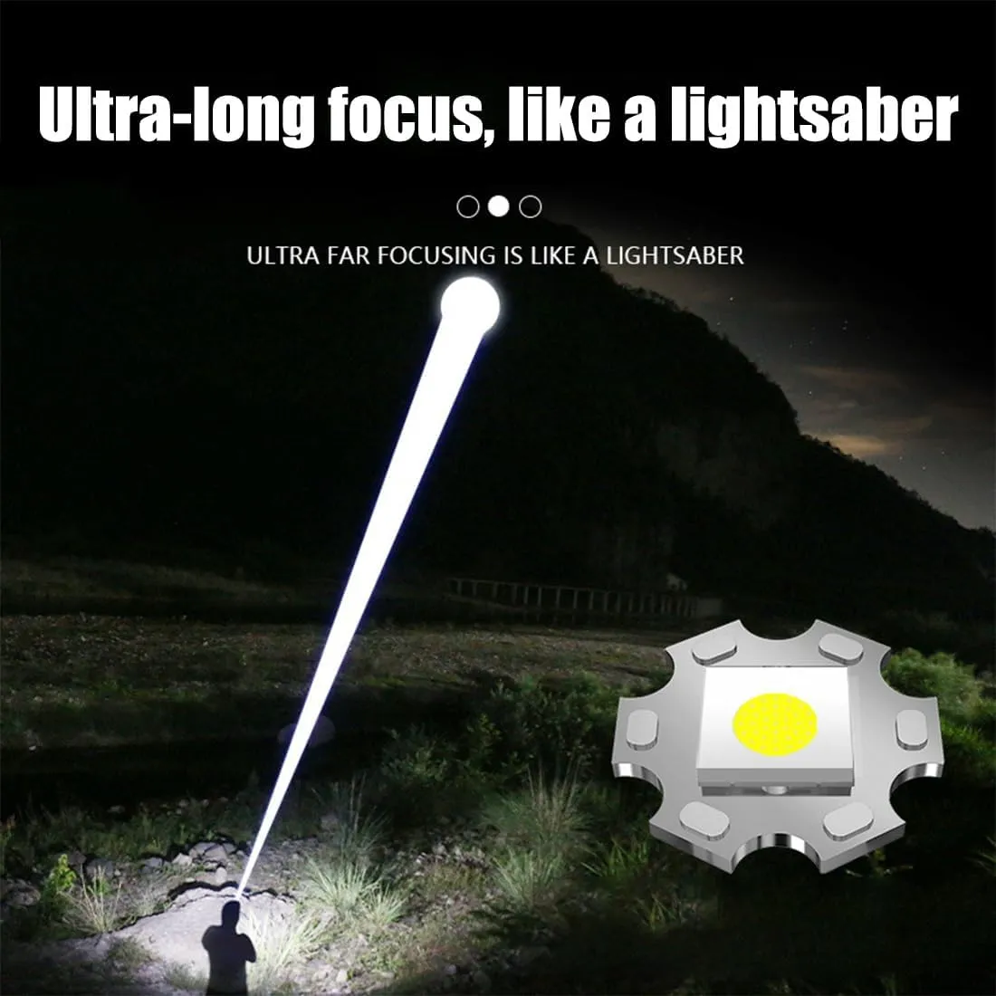 Benighty Flash Light, 20000 High Lumens Benighty Survival Flashlight, The Ultimate Tactical Flashlights, IPX5 Waterproof, Mechanical Zoomable, Emergencies Handheld Torch for Outdoor (1PC)