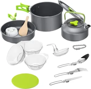 BESPORTBLE 1set Outdoor Camping Cookware Frying Pan Teapot Cutlery Bowls for Hiking Picnic and Backpacking for Outdoor Cooking