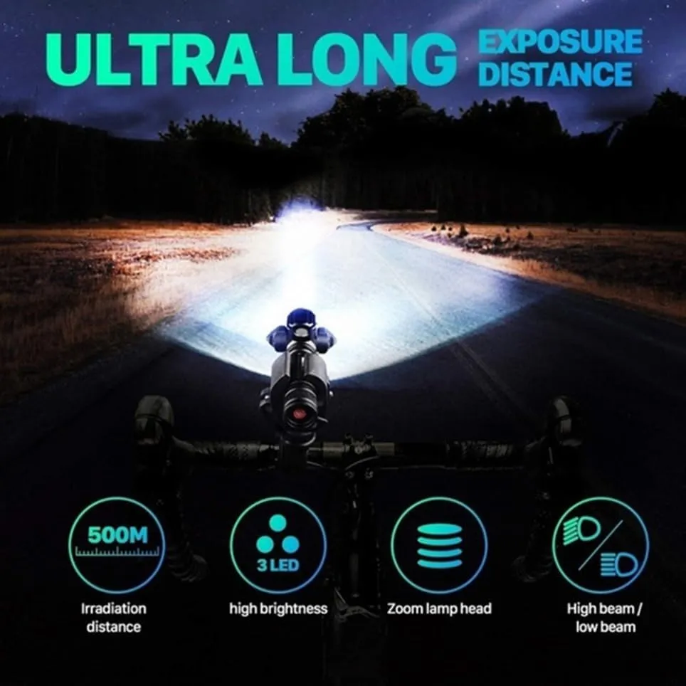 BESPORTBLE 3-lamp Head Aircraft Shape Flashlight Small Rechargeable Front Light Waterproof No Battery