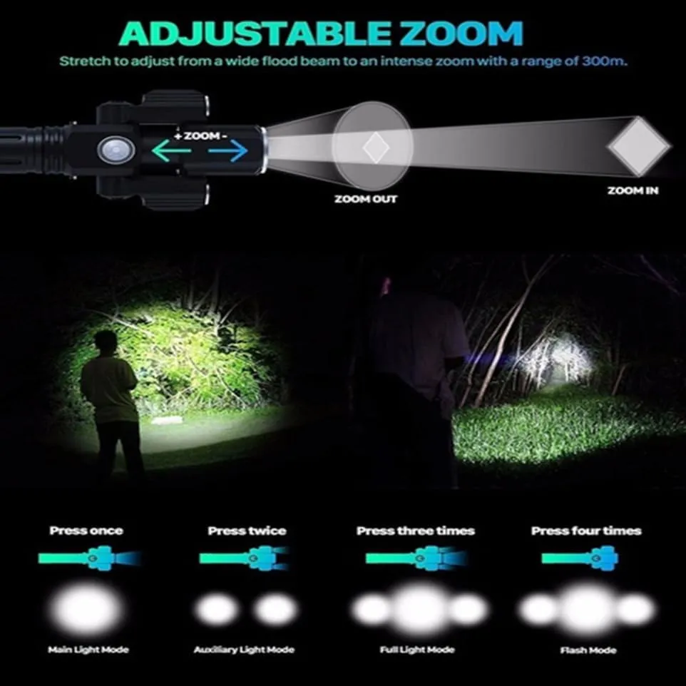 BESPORTBLE 3-lamp Head Aircraft Shape Flashlight Small Rechargeable Front Light Waterproof No Battery