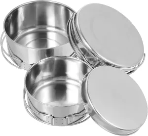 BESPORTBLE Multi-Purpose Stainless Steel Camping Cookware Set 4-Piece Non-Stick Pot Pan Cooking Set for Outdoor