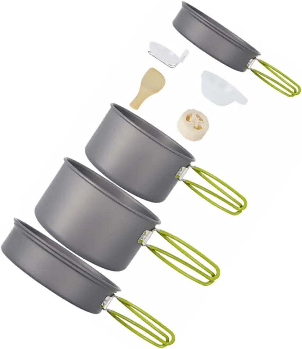 BESPORTBLE Picnic Fishing Cookware Set 6-Piece Camping Cooking Gear Portable Non-Stick Cookware Outdoor Cooking Pan Set for Hiking Camping