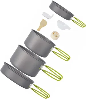 BESPORTBLE Picnic Fishing Cookware Set 6-Piece Camping Cooking Gear Portable Non-Stick Cookware Outdoor Cooking Pan Set for Hiking Camping