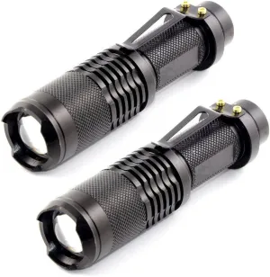 BESTSUN 2 Pack SK98 LED Tactical Flashlight 5 Mode Zoomable Mini Flashgliht 2500 High Lumen Military Grade Handheld Flashlight Water Resistant Ultra Bright Tac Light Adjustable Focus Pocket Torch