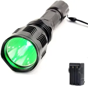 BESTSUN Green Hunting Flashlight Rechargeable 1000 Lumen, 350 Yards Long Range Green LED Light Tactical Flashlight Brightest Waterproof Coyote Hog LED Flashlights with Charger